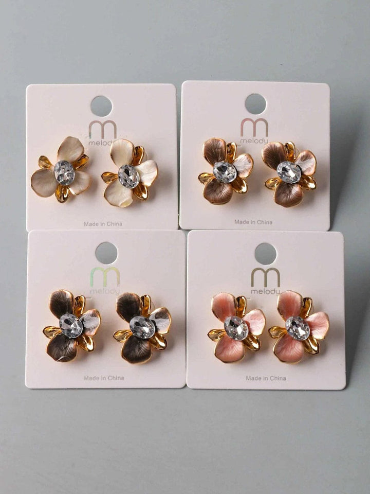 FASHION ASSORTED COLORS FLOWER EARRINGS
