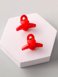 FASHION RED & PINK HEARTS CLAW HAIR CLIPS