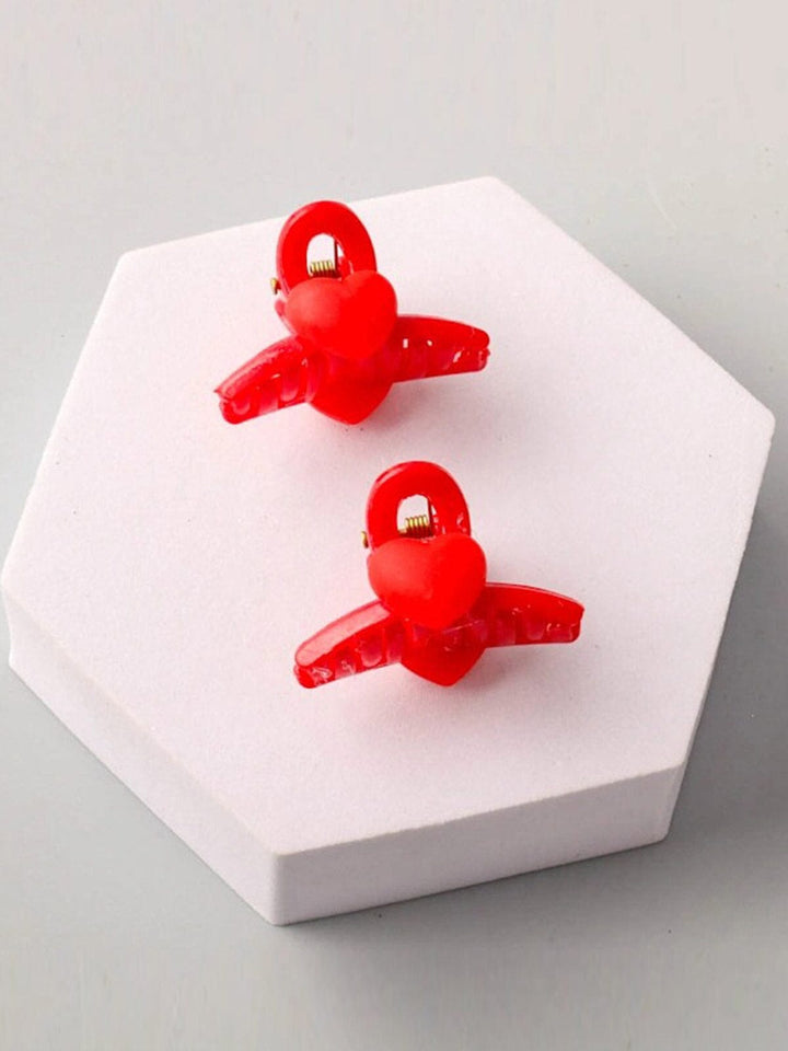 FASHION RED & PINK HEARTS CLAW HAIR CLIPS
