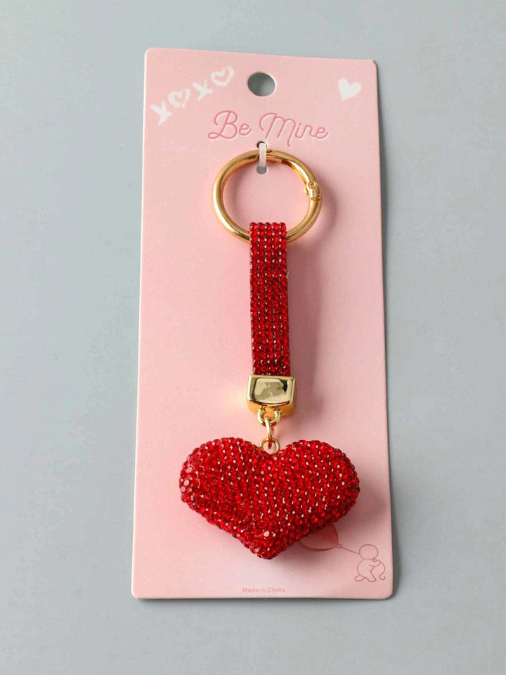 FASHION RED STUDS HEART PENDANT KEYCHAIN