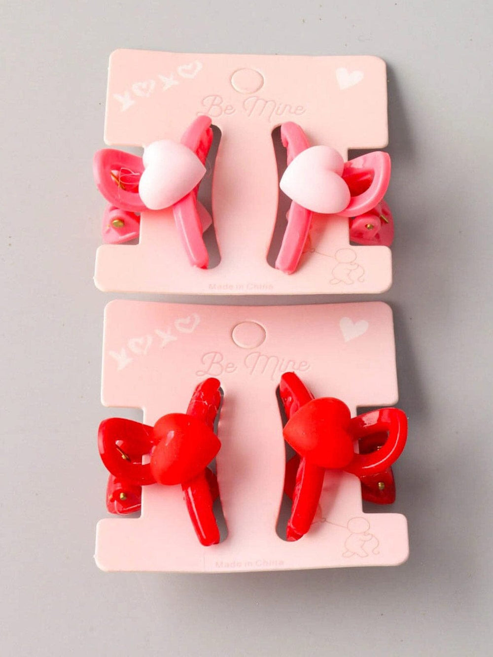 FASHION RED & PINK HEARTS CLAW HAIR CLIPS