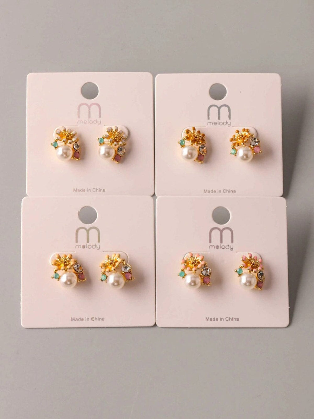FASHION ASSORTED PEARL FLOWER EARRINGS