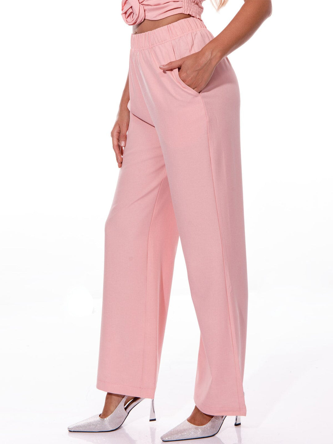 WOMEN'S SLEEVELESS TANK TOP & WIDE LEG PANTS SOLID 2PC. SET