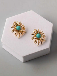 FASHION GOLD & SILVER FLOWER STUDS EARRINGS
