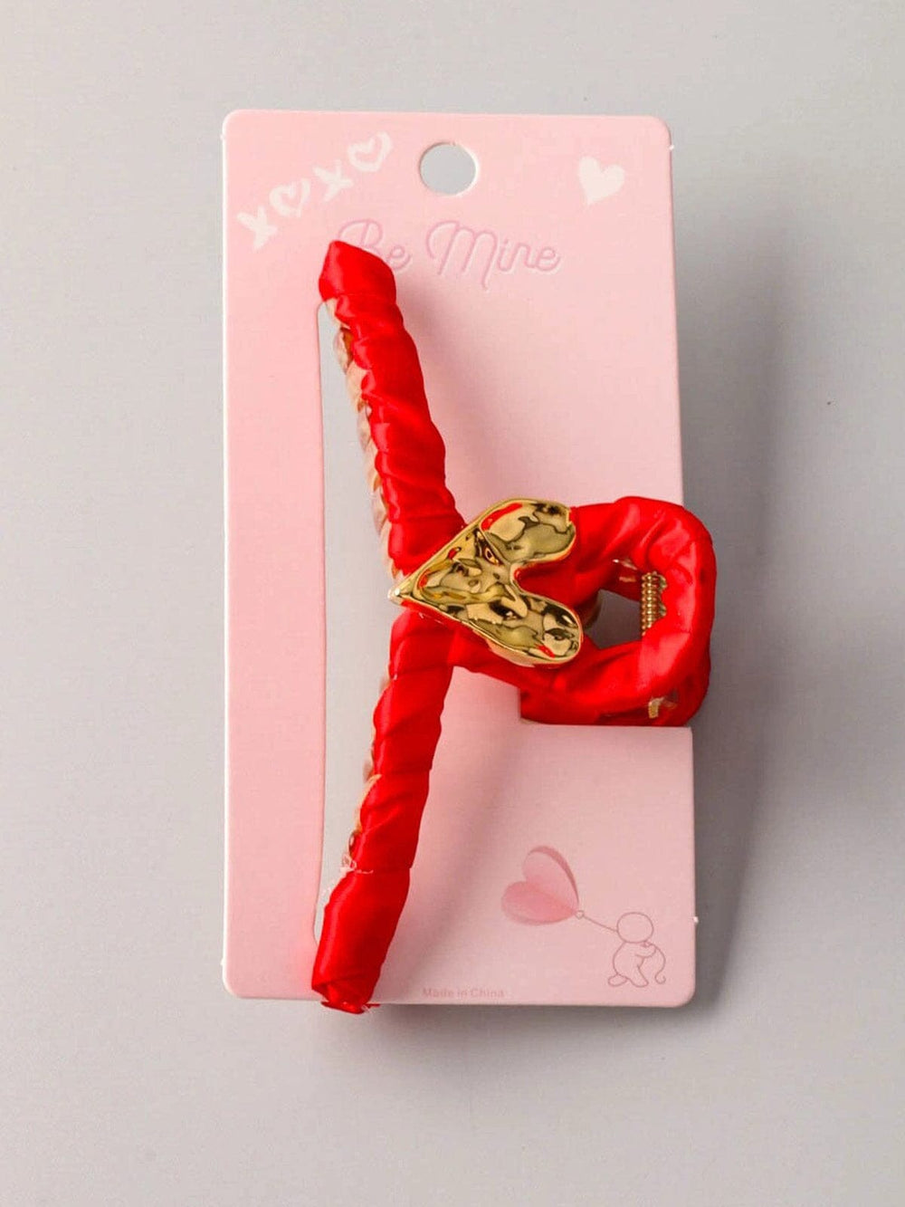 FASHION RED HEARTS CLAW HAIR CLIPS