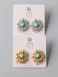 FASHION GOLD & SILVER FLOWER STUDS EARRINGS