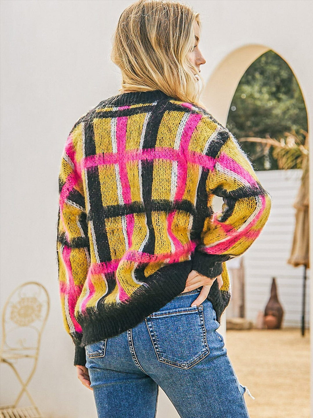 WOMEN'S LONG SLEEVE COLORBLOCK PULLOVER SWEATER