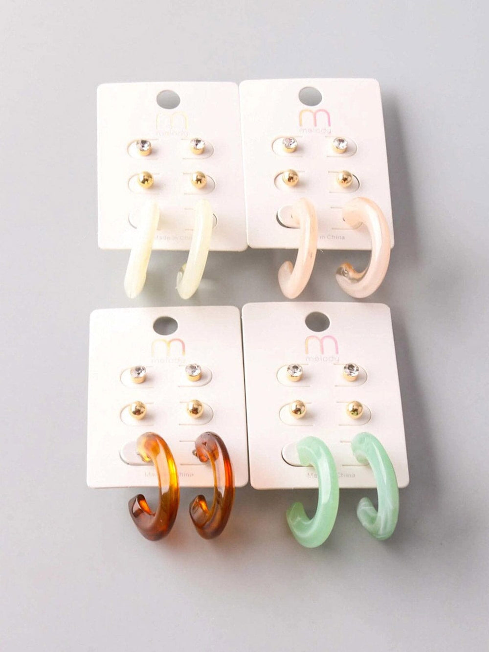 FASHION ASSORTED COLORS 3PC. SET EARRINGS