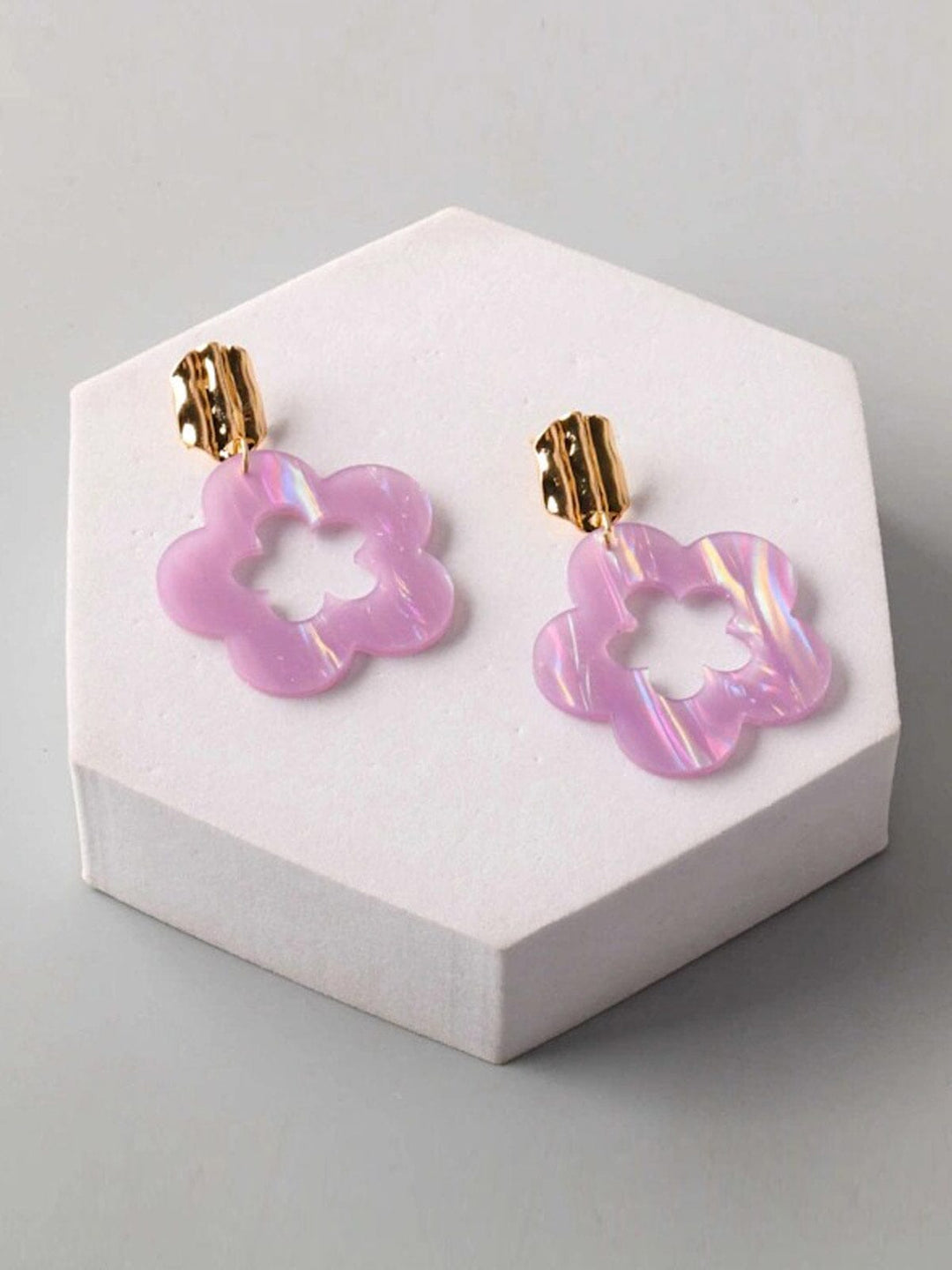 FASHION ASSORTED COLORS FLOWER EARRINGS