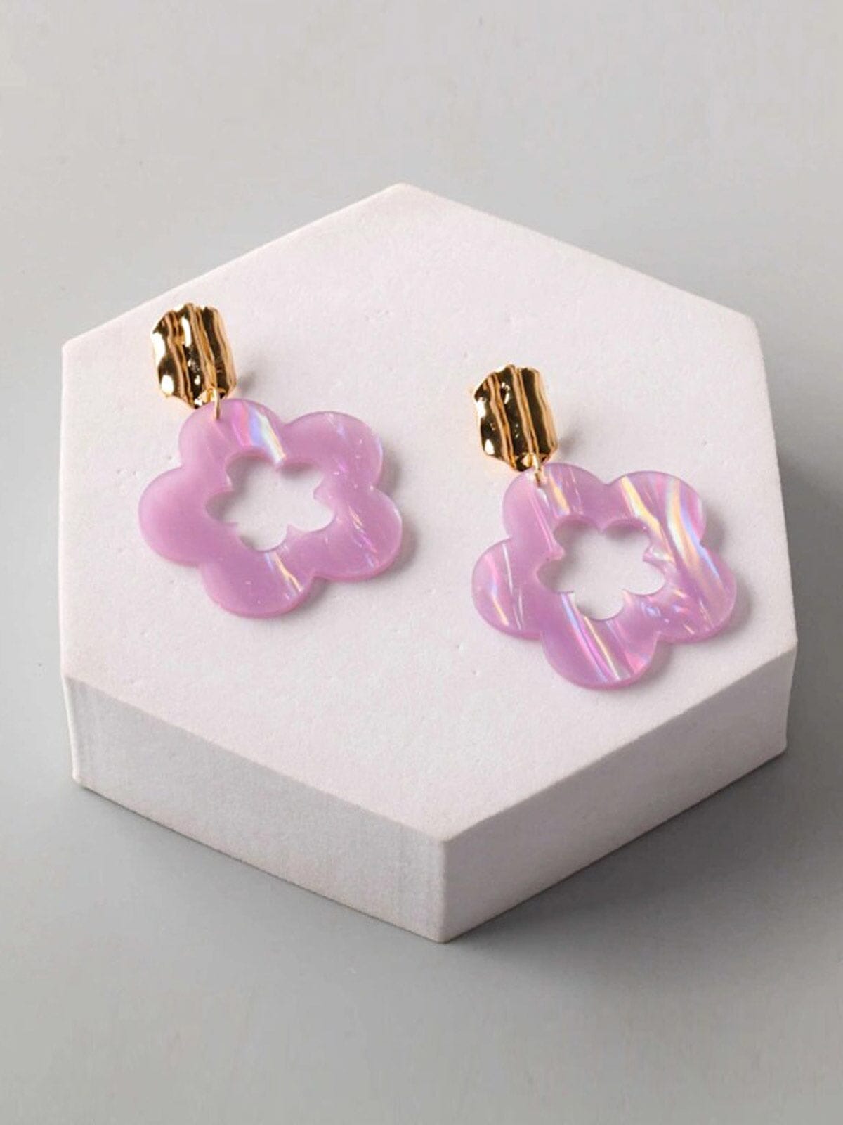 FASHION ASSORTED COLORS FLOWER EARRINGS