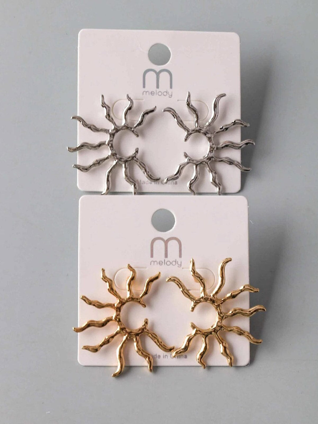 FASHION GOLD & SILVER SUN EARRINGS