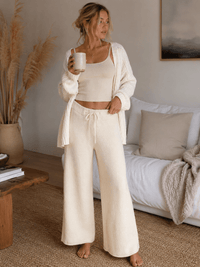 WOMEN'S ELASTIC WAIST SELF TIE WIDE LEG PANTS