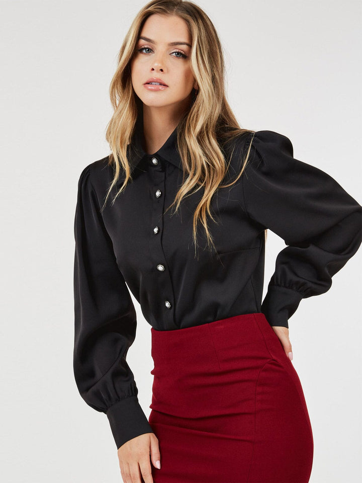 WOMEN'S LONG SLEEVE BUTTON UP BLOUSE