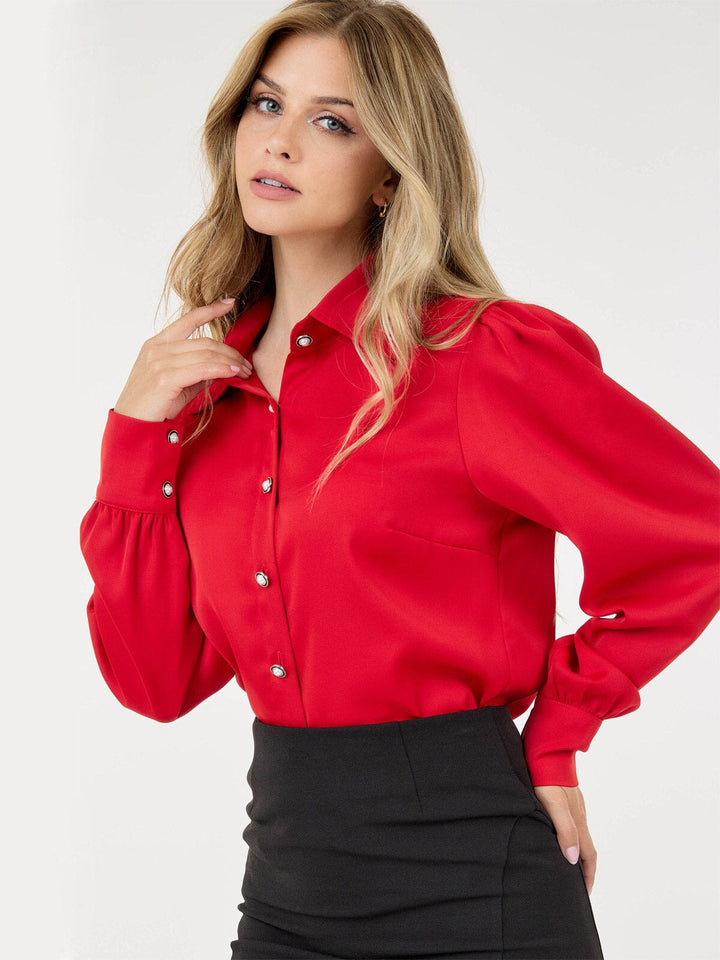 WOMEN'S LONG SLEEVE BUTTON UP BLOUSE