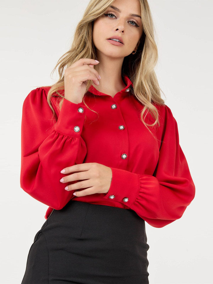 WOMEN'S LONG SLEEVE BUTTON UP BLOUSE