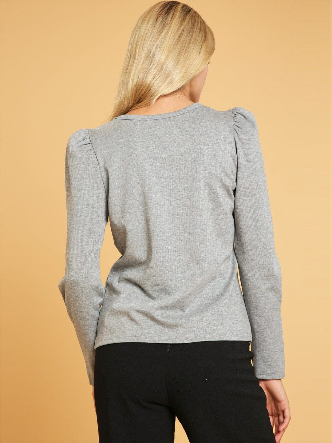 WOMEN'S LONG PUFF SLEEVE SOLID TOP