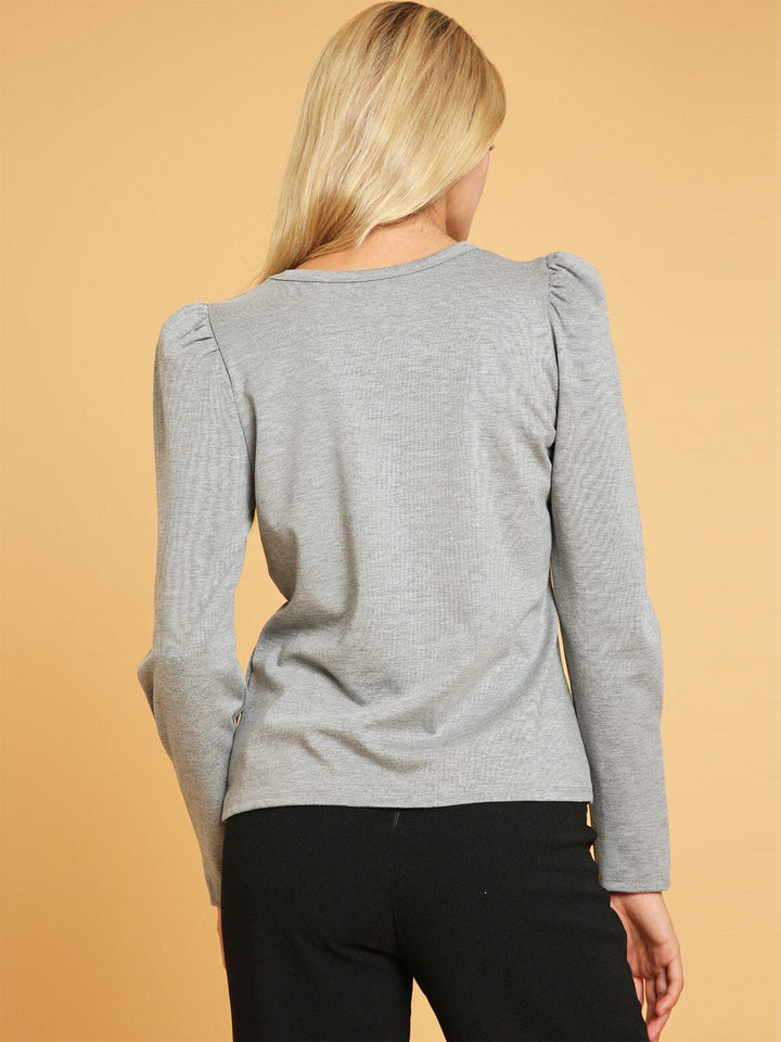 WOMEN'S LONG PUFF SLEEVE SOLID TOP
