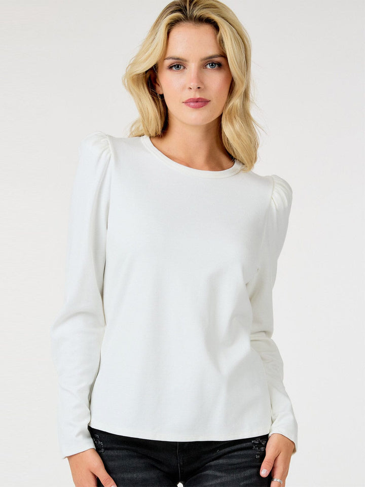 WOMEN'S LONG PUFF SLEEVE SOLID TOP