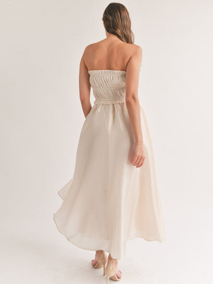 WOMEN'S SLEEVELESS SMOCK FIT & FLARE MAXI DRESS