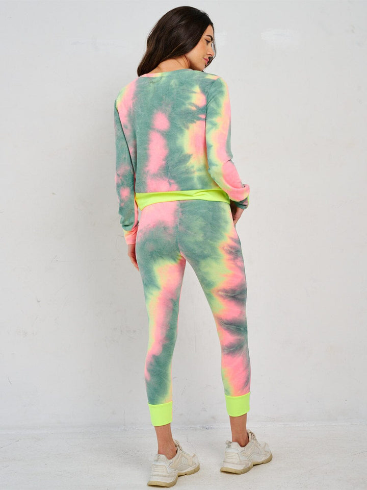 WOMEN'S LONG SLEEVE TOP & ELASTIC WAIST PANTS TIE DYE 2PC. SET