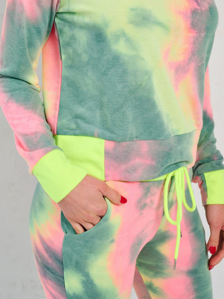WOMEN'S LONG SLEEVE TOP & ELASTIC WAIST PANTS TIE DYE 2PC. SET