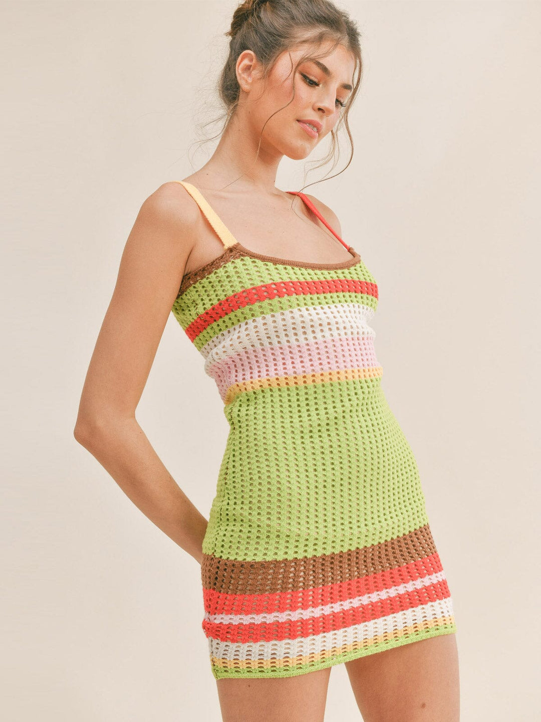 WOMEN'S SLEEVELESS COLORBLOCK KNITTED MINI DRESS