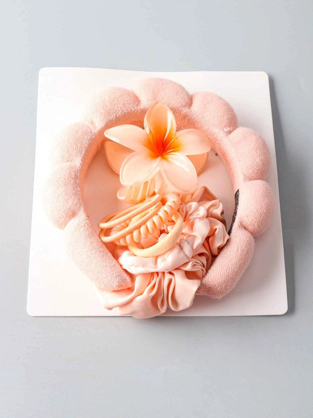 FASHION FLORAL HEADBAND & HAIR CLIP SCRUNCHIE MULTI PIECES SET