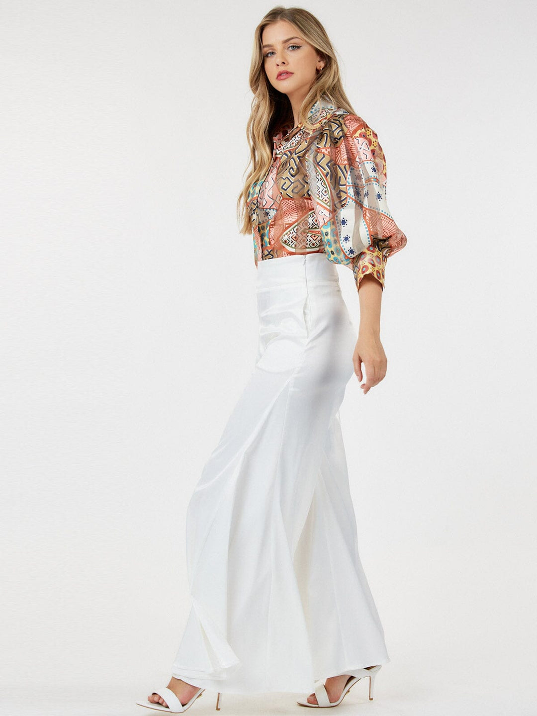 WOMEN'S ZIP UP BELL LEGS PANTS