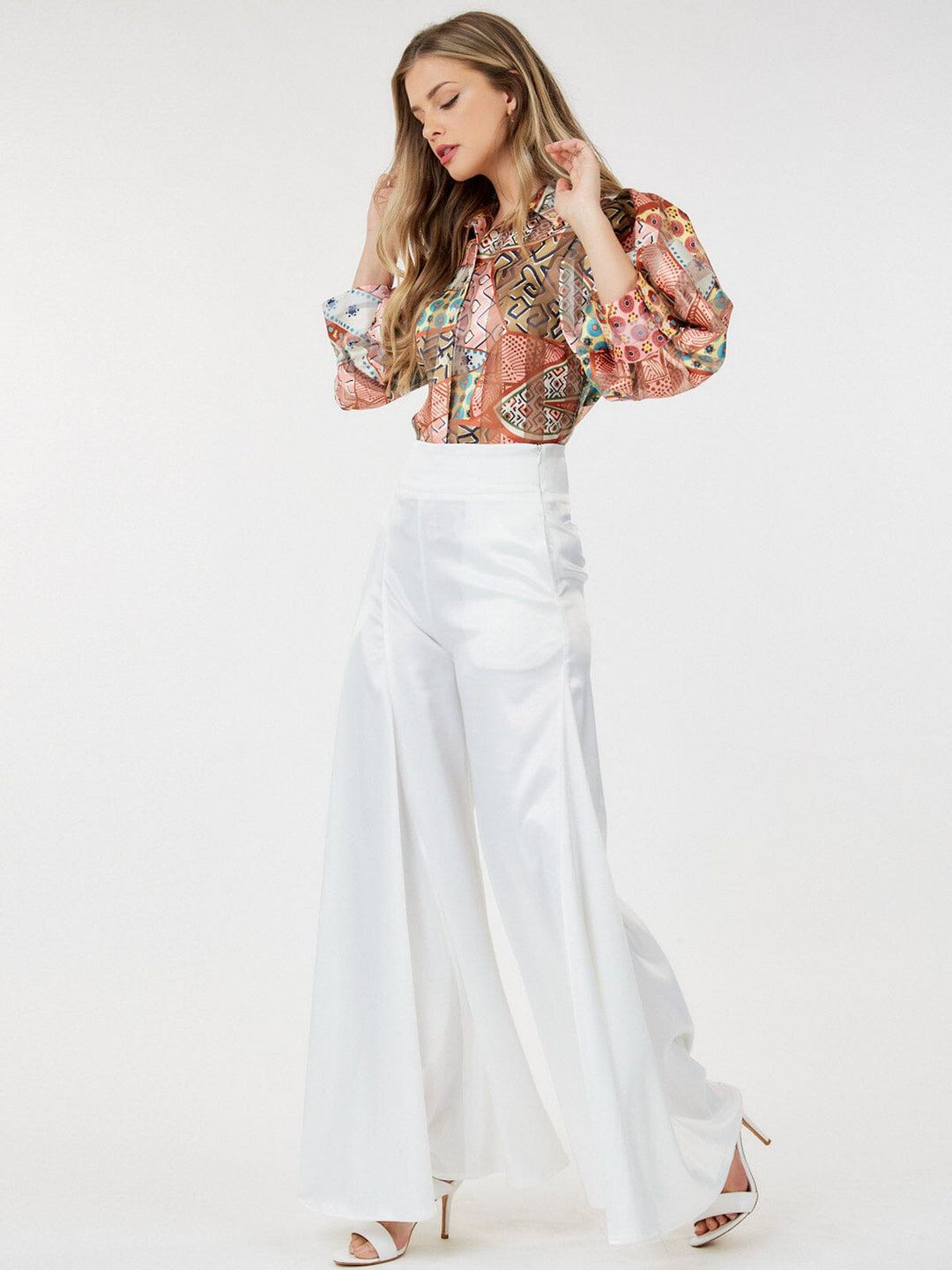 WOMEN'S ZIP UP BELL LEGS PANTS