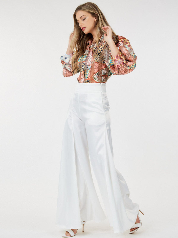 WOMEN'S ZIP UP BELL LEGS PANTS