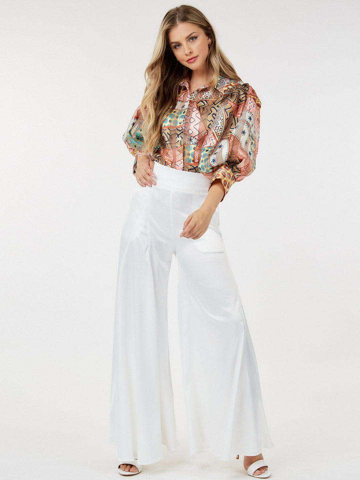 WOMEN'S ZIP UP BELL LEGS PANTS