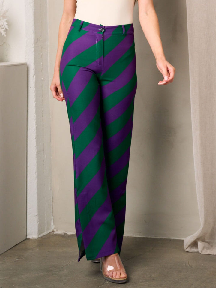 WOMEN'S WIDE SLIT LEG COLORBLOCK PANTS