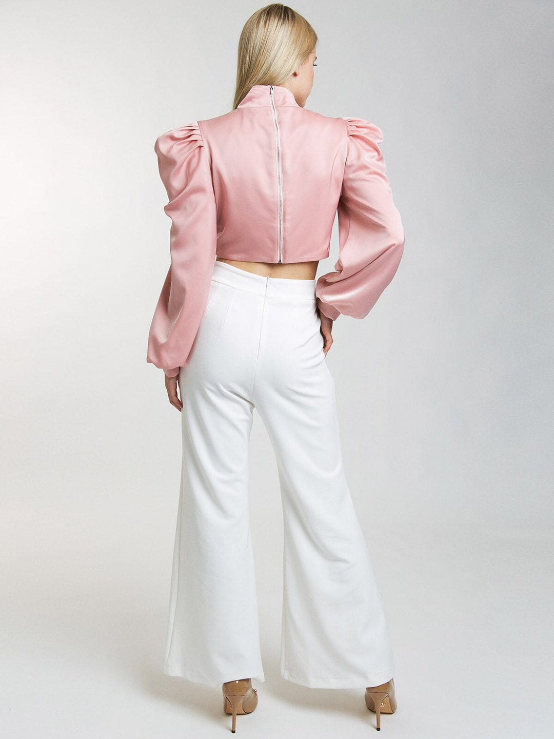 WOMEN'S BUTTON CLOSURE FRONT POCKETS WIDE LEG PANTS