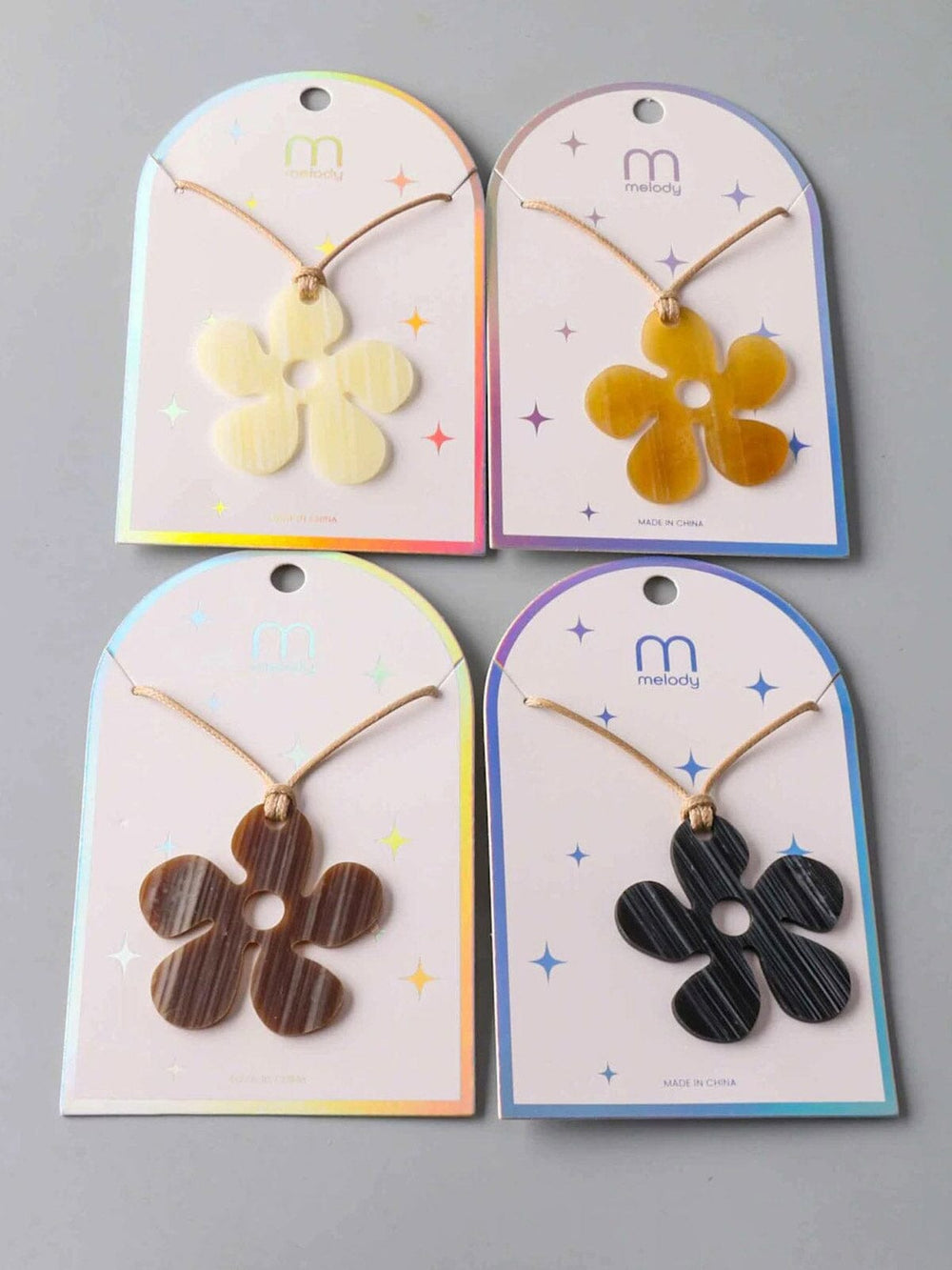 FASHION ASSORTED COLORS FLOWER PENDANT NECKLACE