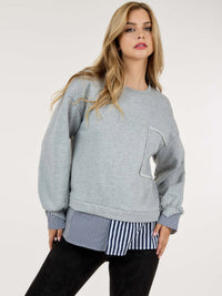 WOMEN'S LONG SLEEVE COLORBLOCK STRIPES TOP