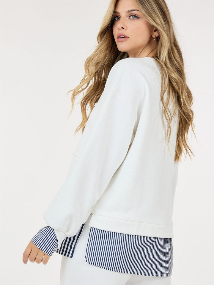 WOMEN'S LONG SLEEVE COLORBLOCK STRIPES TOP
