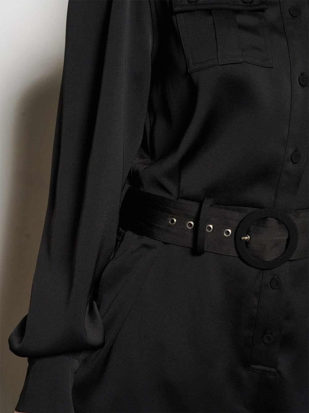 WOMEN'S LONG SLEEVE BUTTON UP POCKETS BELTED ROMPER