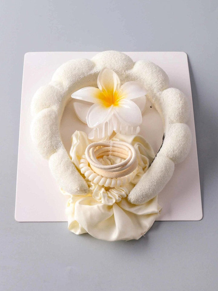 FASHION FLORAL HEADBAND & HAIR CLIP SCRUNCHIE MULTI PIECES SET