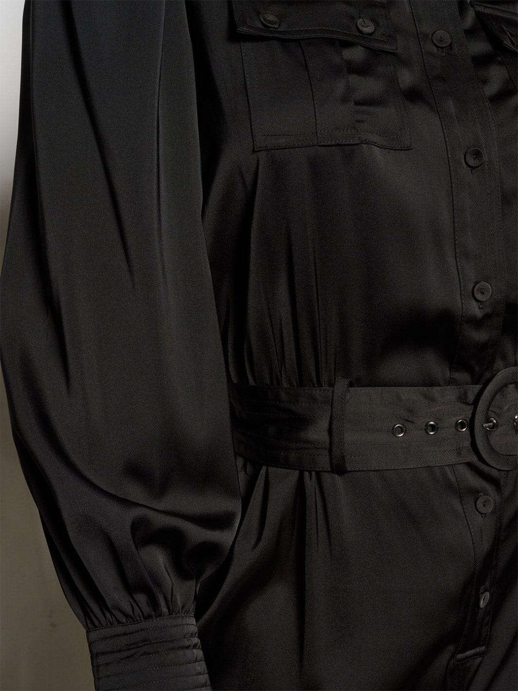 WOMEN'S LONG SLEEVE BUTTON UP POCKETS BELTED JUMPSUIT