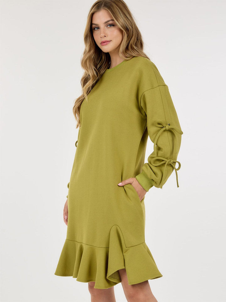 WOMEN'S LONG SLEEVE TUNIC LOOSE FIT POCKETS MIDI SWEATER DRESS
