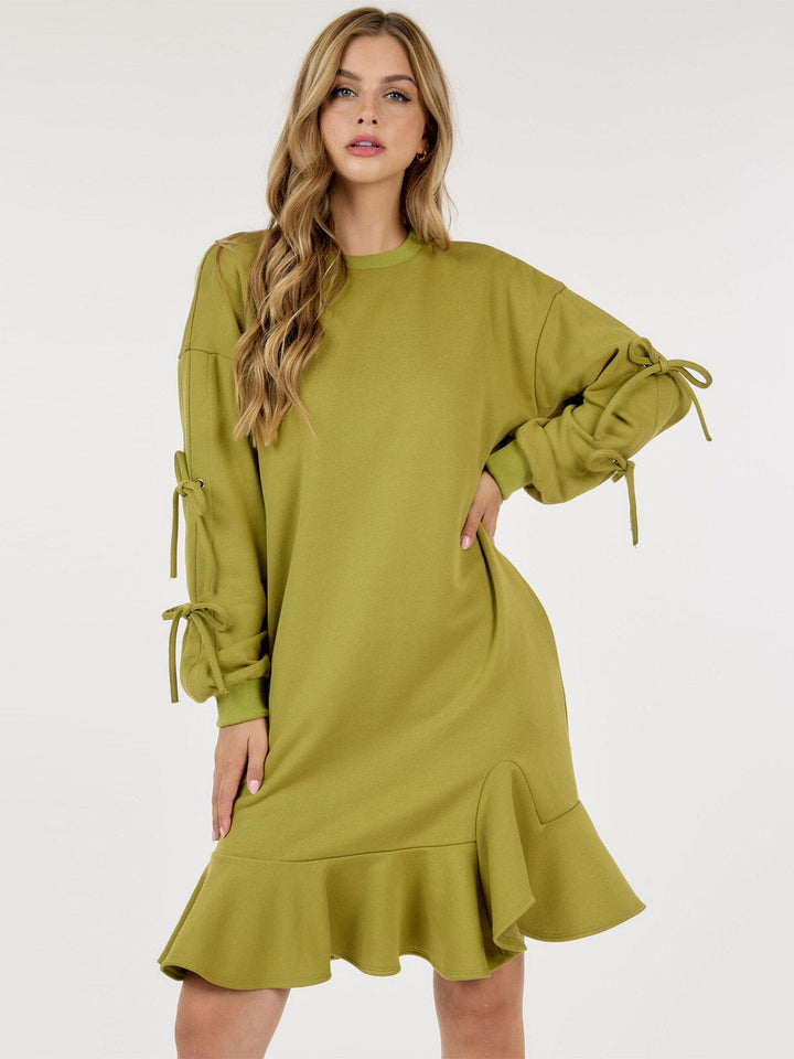 WOMEN'S LONG SLEEVE TUNIC LOOSE FIT POCKETS MIDI SWEATER DRESS