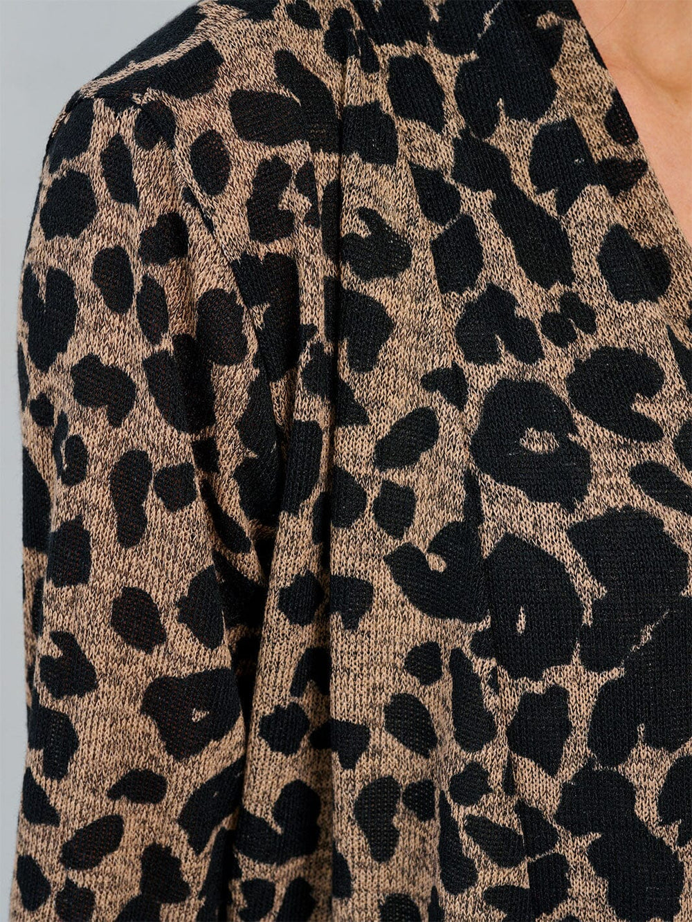 WOMEN'S LONG SLEEVE OPEN FRONT HIGH-LOW ANIMAL PRINT CARDIGAN