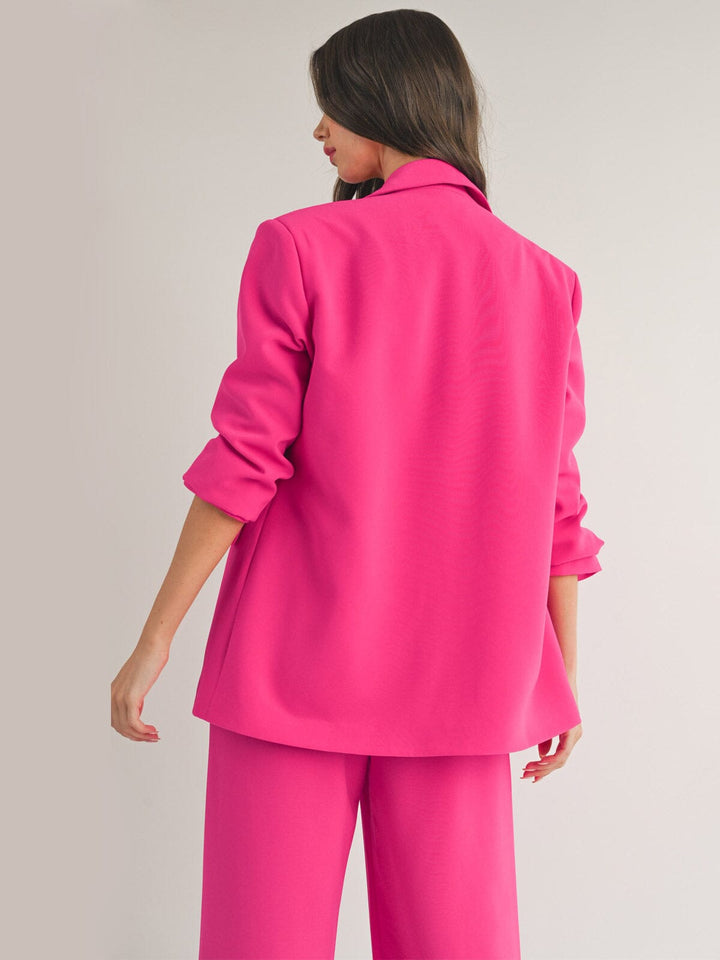 WOMEN'S LONG SLEEVE OPEN BUTTON CLOSURE BLAZER