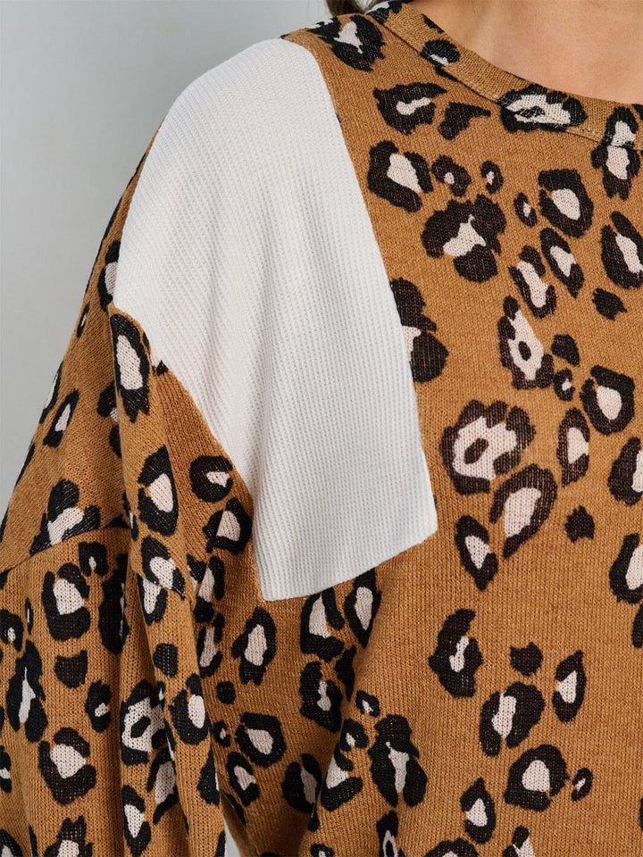 WOMEN'S LONG SLEEVE ANIMAL PRINT TOP