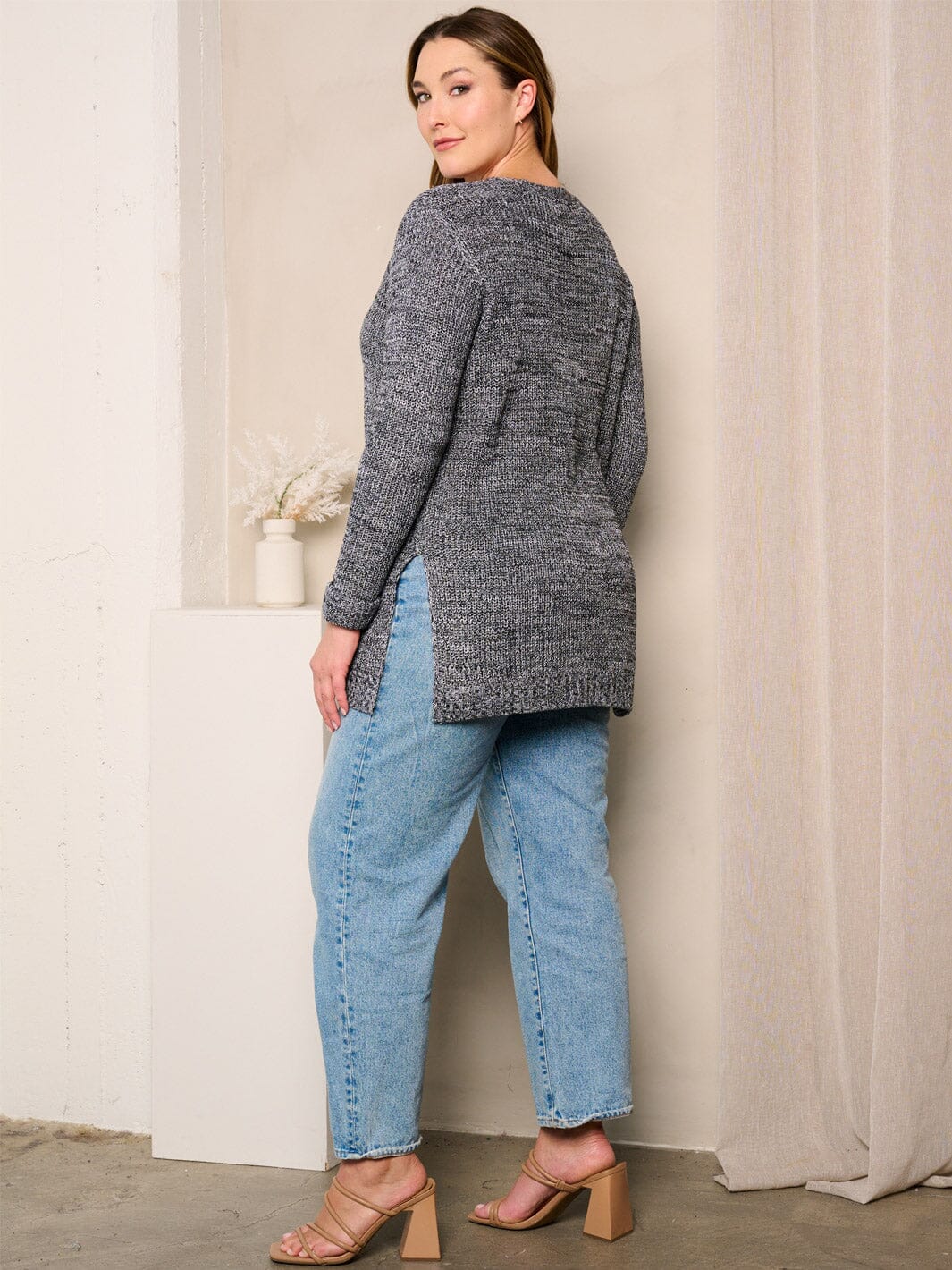 PLUS SIZE LONG SLEEVES OPEN FRONT CARDIGAN