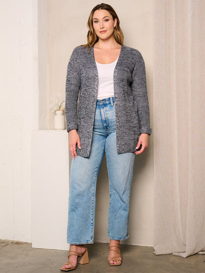 PLUS SIZE LONG SLEEVES OPEN FRONT CARDIGAN