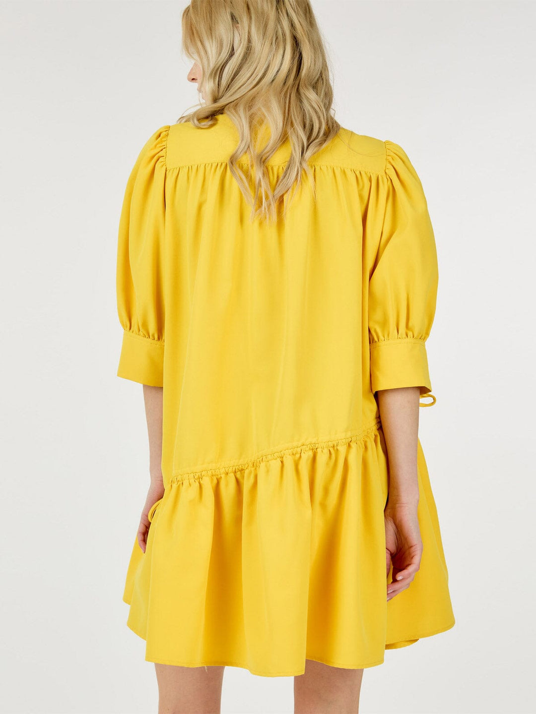 WOMEN'S 3/4 SLEEVE BUTTON UP TUNIC MINI DRESS