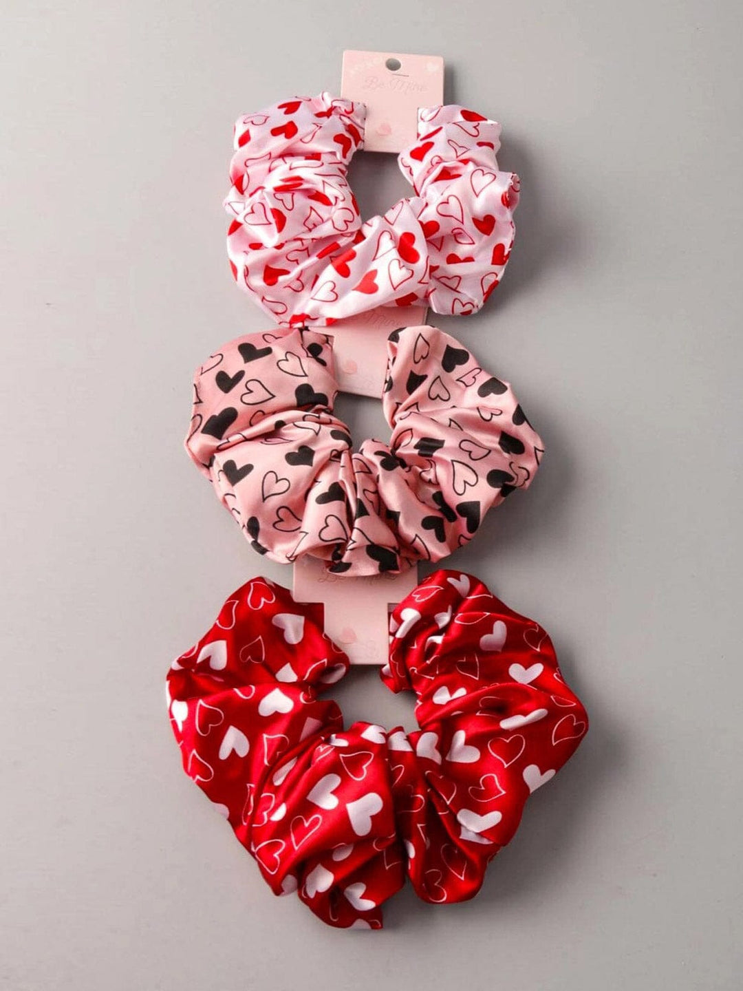 FASHION ASSORTED COLORS HEART PRINT SCRUNCHIES