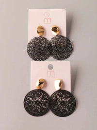 FASHION BLACK CIRCLE EARRINGS