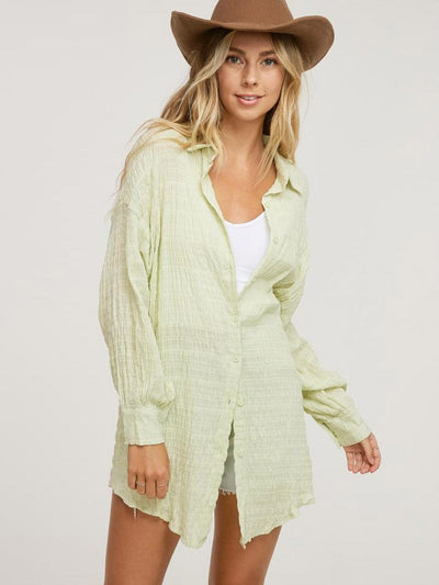 WOMEN'S LONG SLEEVE BUTTON UP TOP